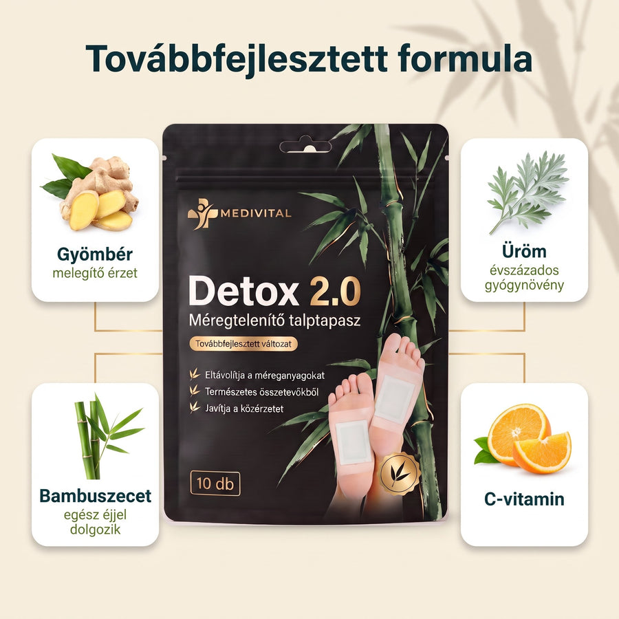 A Detox 2.0 összetevői: gyömbér, üröm, bambuszecet és C-vitamin