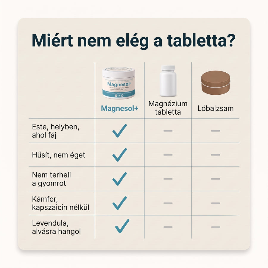 Miért nem elég a tabletta: a Magnesol+ a magnézium tablettával és a lóbalzsammal összehasonlítva