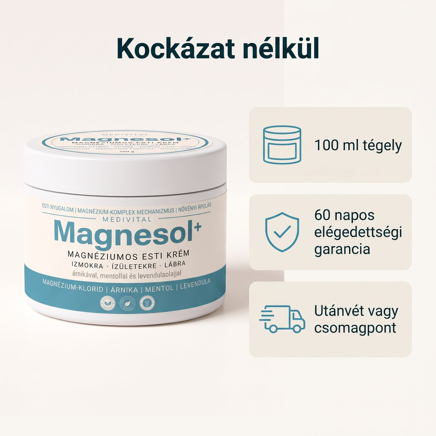 Magnesol+: 100 ml tégely, 60 napos elégedettségi garancia, utánvét vagy csomagpont